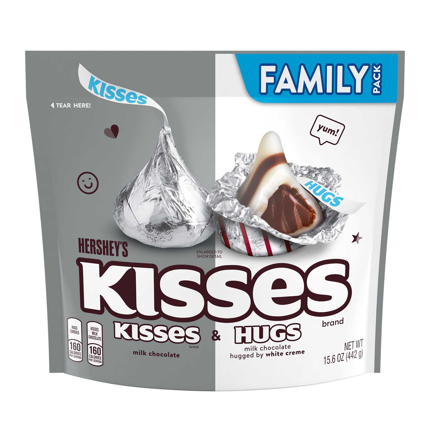 Hersheys Kisses Assorted Milk Chocolate and White Creme - Family Pack, 15.6 Ounce -- 8 per case