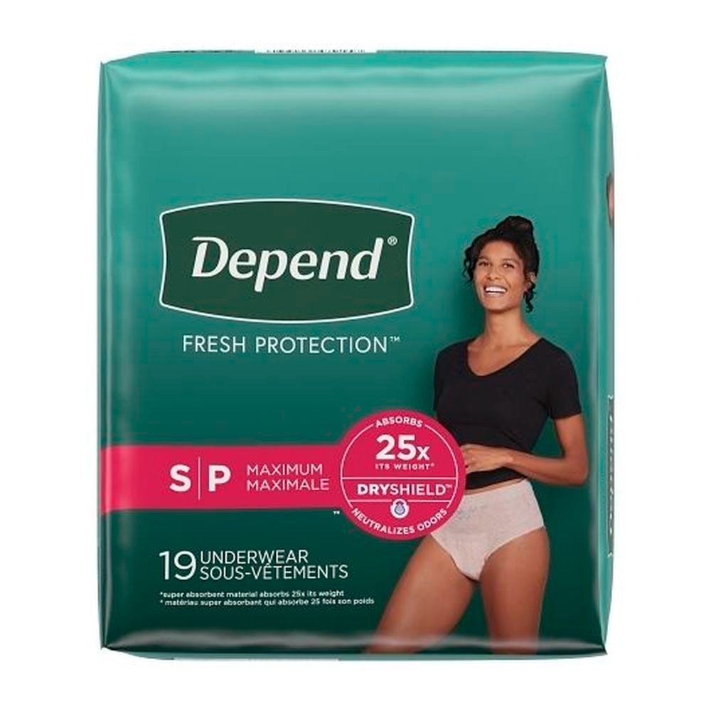Depend Small Blush Maximum Absorbency Adult Incontinence and Postpartum Bladder Leak Underwear for Women, 19 count -- 2 per case