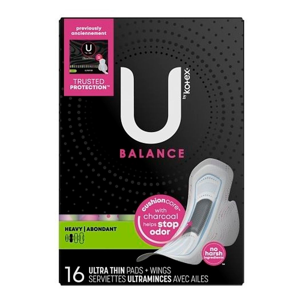 U By Kotex Supreme Heavy Overnight Pad, 16 count -- 6 per case