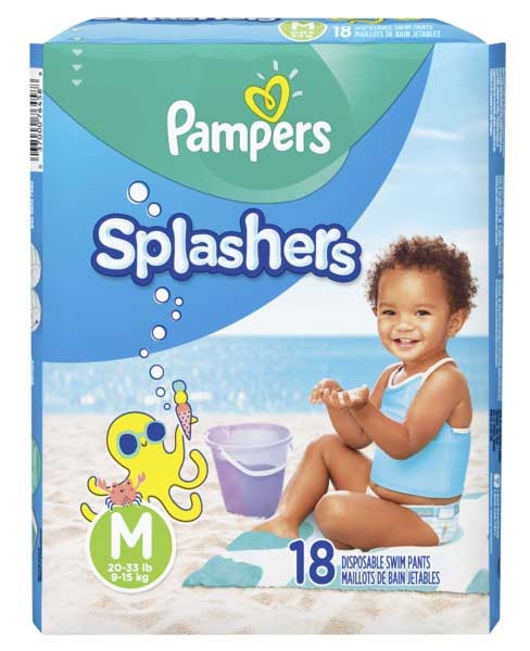 Pampers Size 4 Jumbo Splashers Diaper, 18 count per pack -- 6 per case.