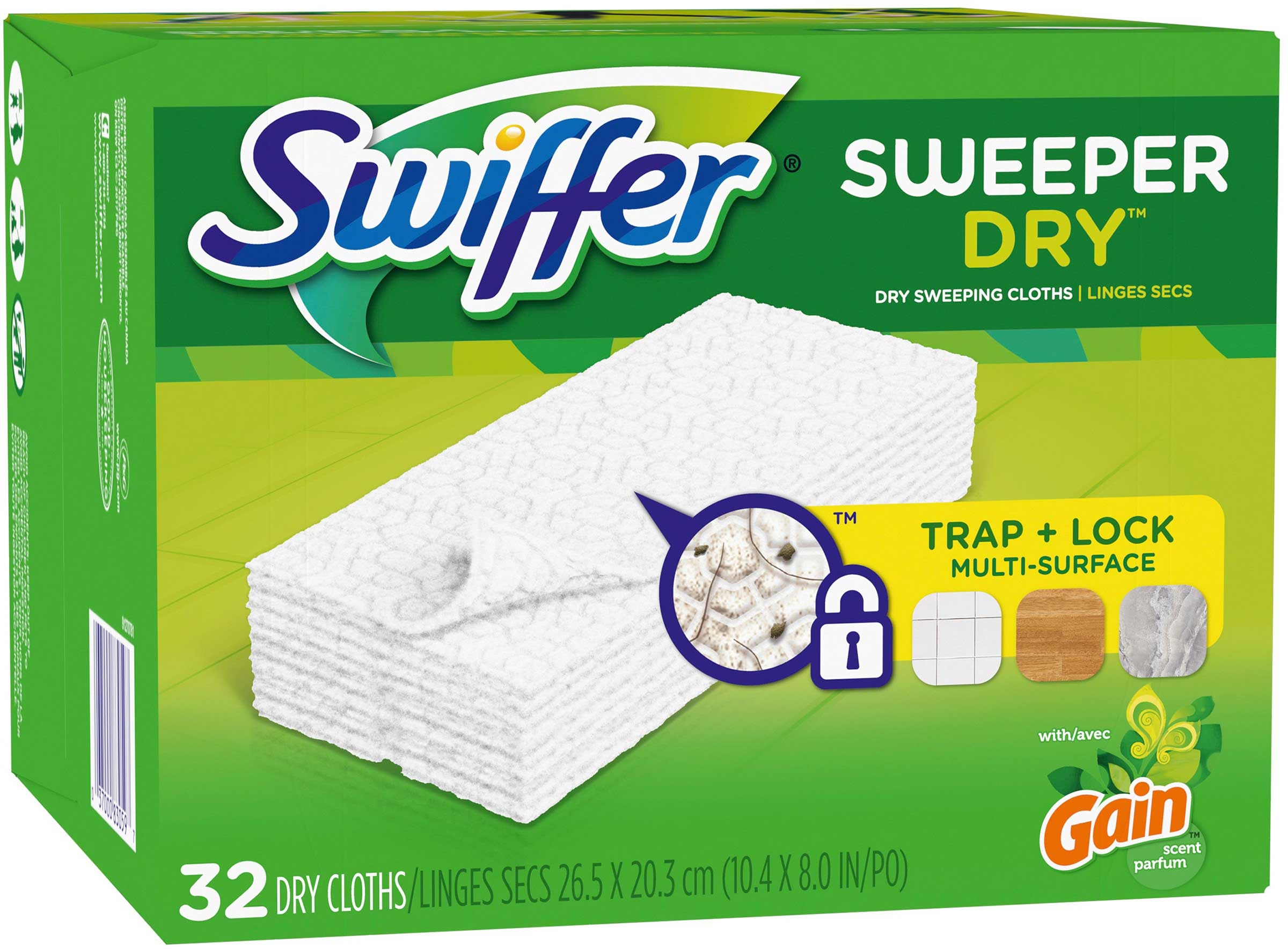 Swiffer Sweeper Gain Dry Cloth, 32 count per pack -- 4 per case.