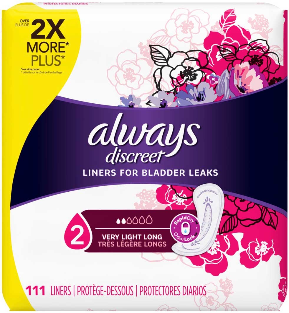 Always Discreet Very Light Long Incontinence Liner -- 2 per case.