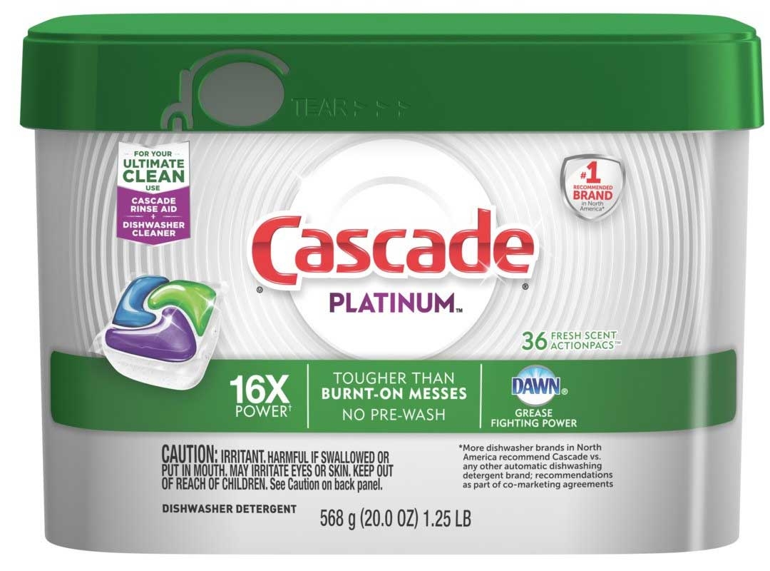 Cascade Fresh Scent Platinum Action Pacs Liquid and Powder Dishwasher Detergent, 1.25 Pound Pouch -- 6 per case.