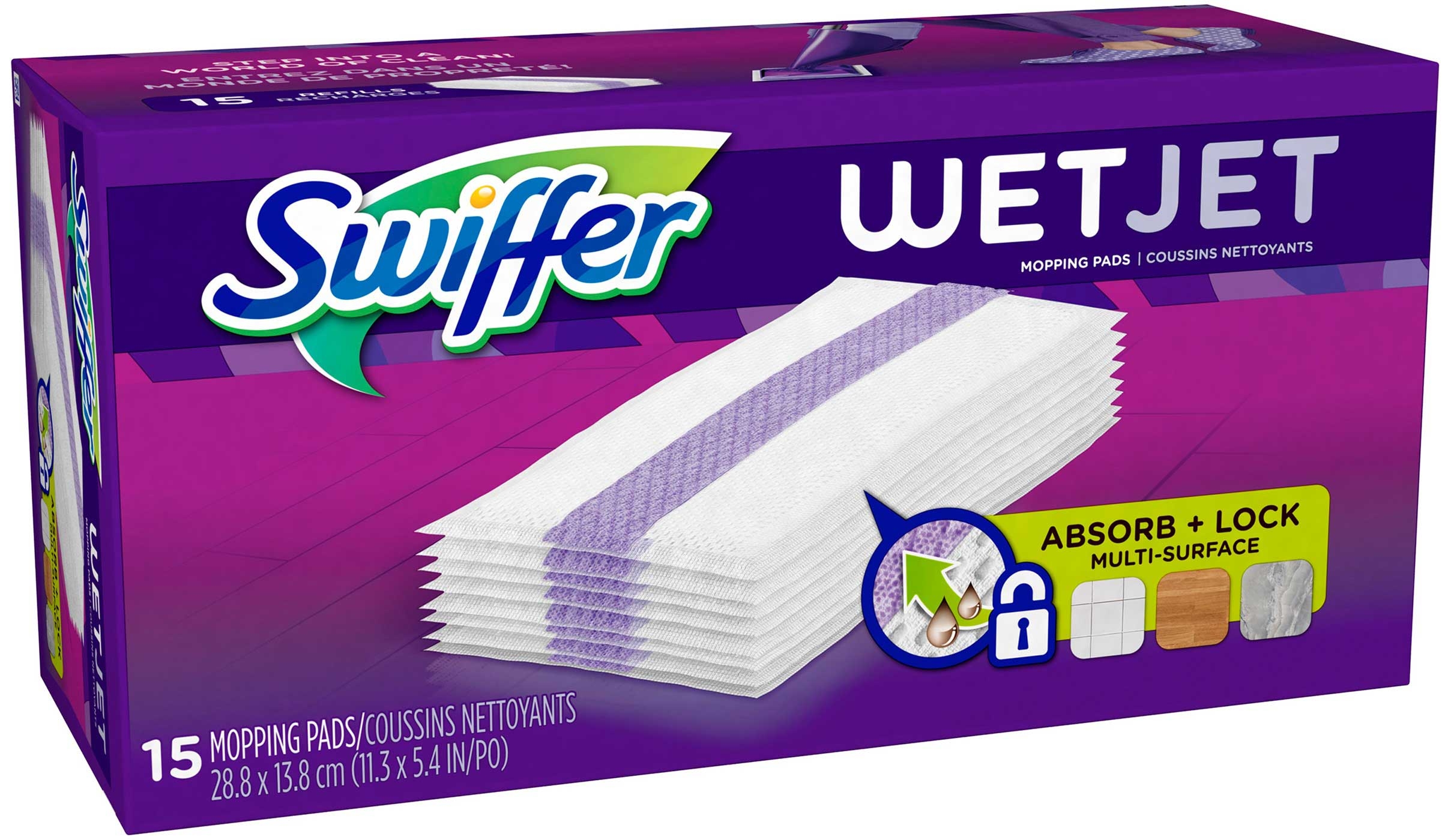 Swiffer Wet Jet Hardwood Floor Cleaner Refill, 15 count per pack -- 4 per case.