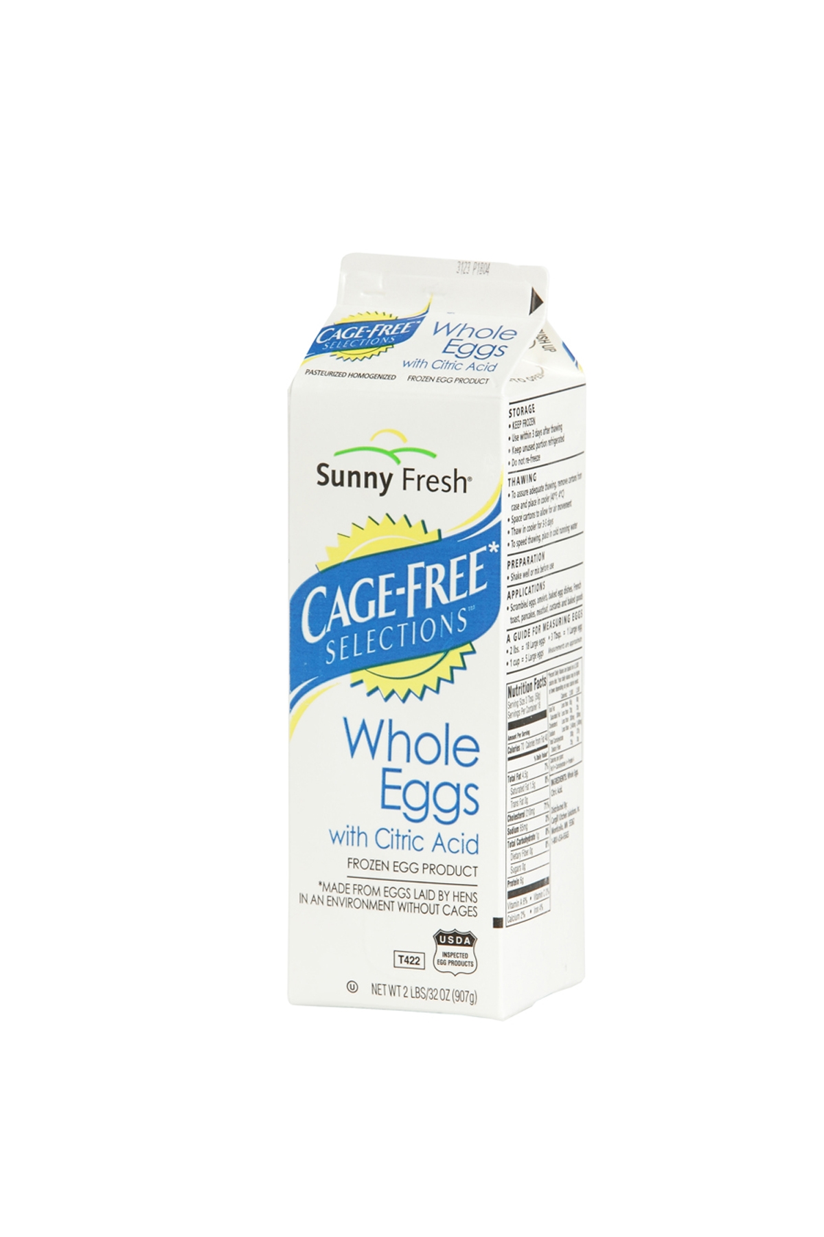 Sunny Fresh Cage Free Selections Whole Eggs with Citric Acid, 2 Pound -- 12 per case.