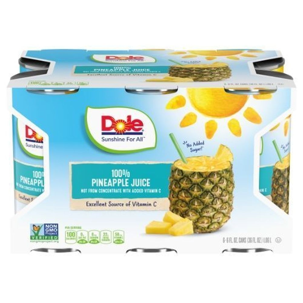 Dole 100 Percent Pineapple Juice, 36 Ounce -- 8 per case