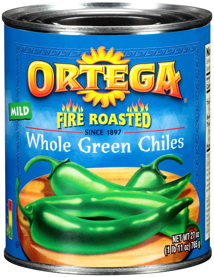 Ortega Whole Green Chiles - 27 oz. can, 12 cans per case