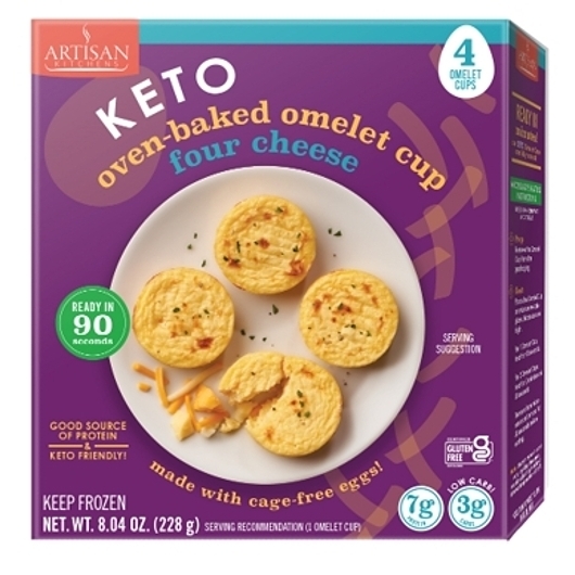 Artisan Kitchens Keto Four Cheese Omelet Cup, 4 count -- 7 per case