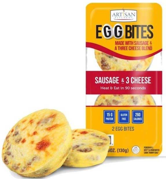 Artisan Kitchens Sausage and Three Cheese Egg Bites - 2 count per pack -- 7 packs per case