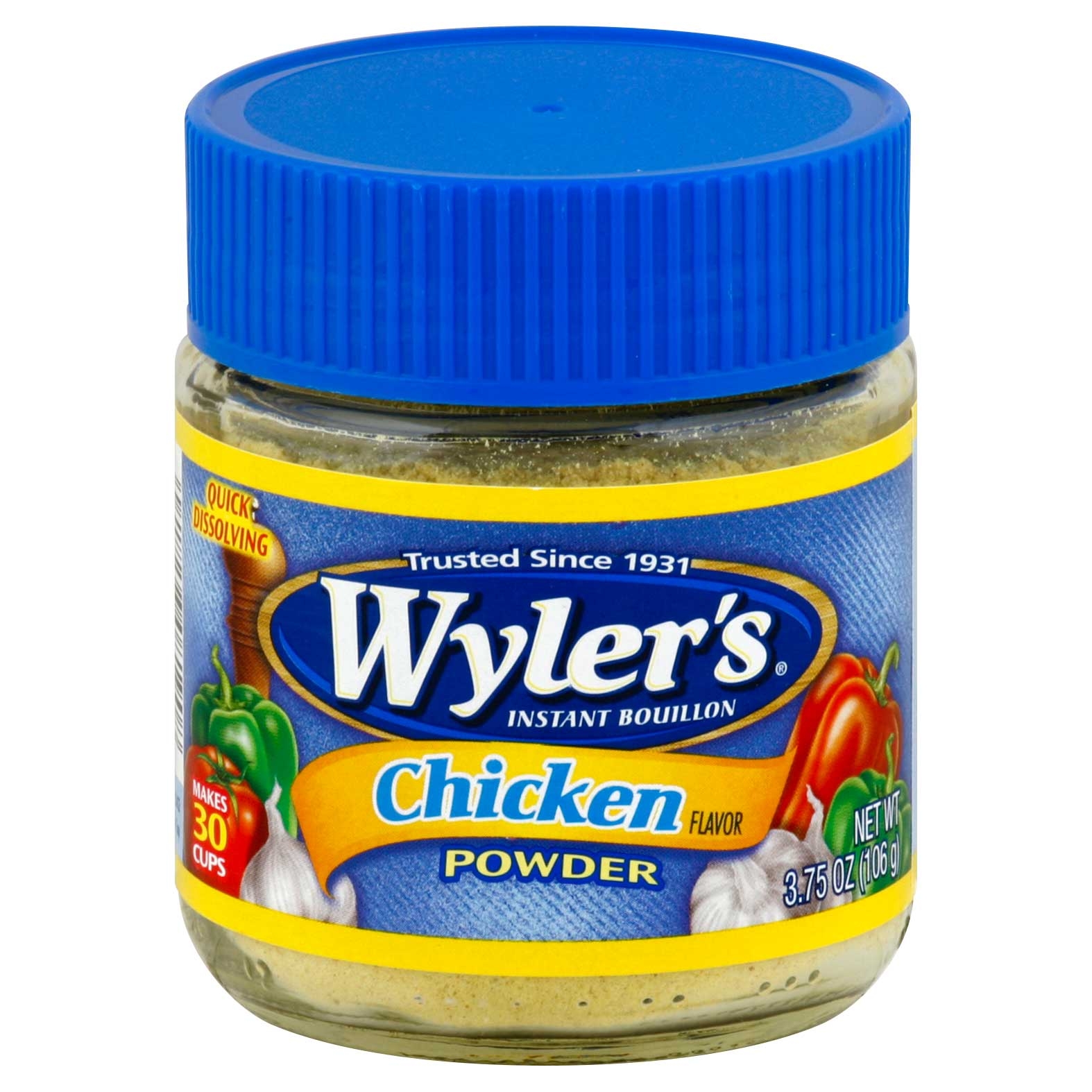 Wylers Chicken Flavor Instant Bouillon Powder, 3.75 Ounce Jar -- 8 per case.
