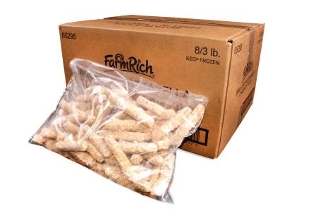 Farm Rich Breaded Fried Mozzarella Cheese Sticks, 3 Pound -- 8 per case.