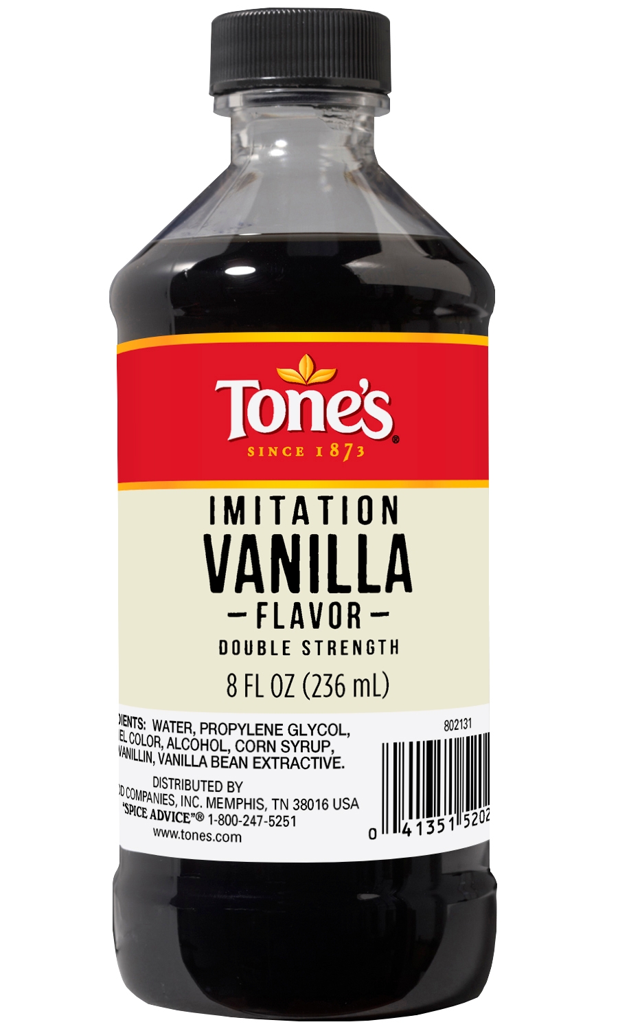 Tones Imitation Vanilla Extract - 8 oz. bottle, 12 per case

