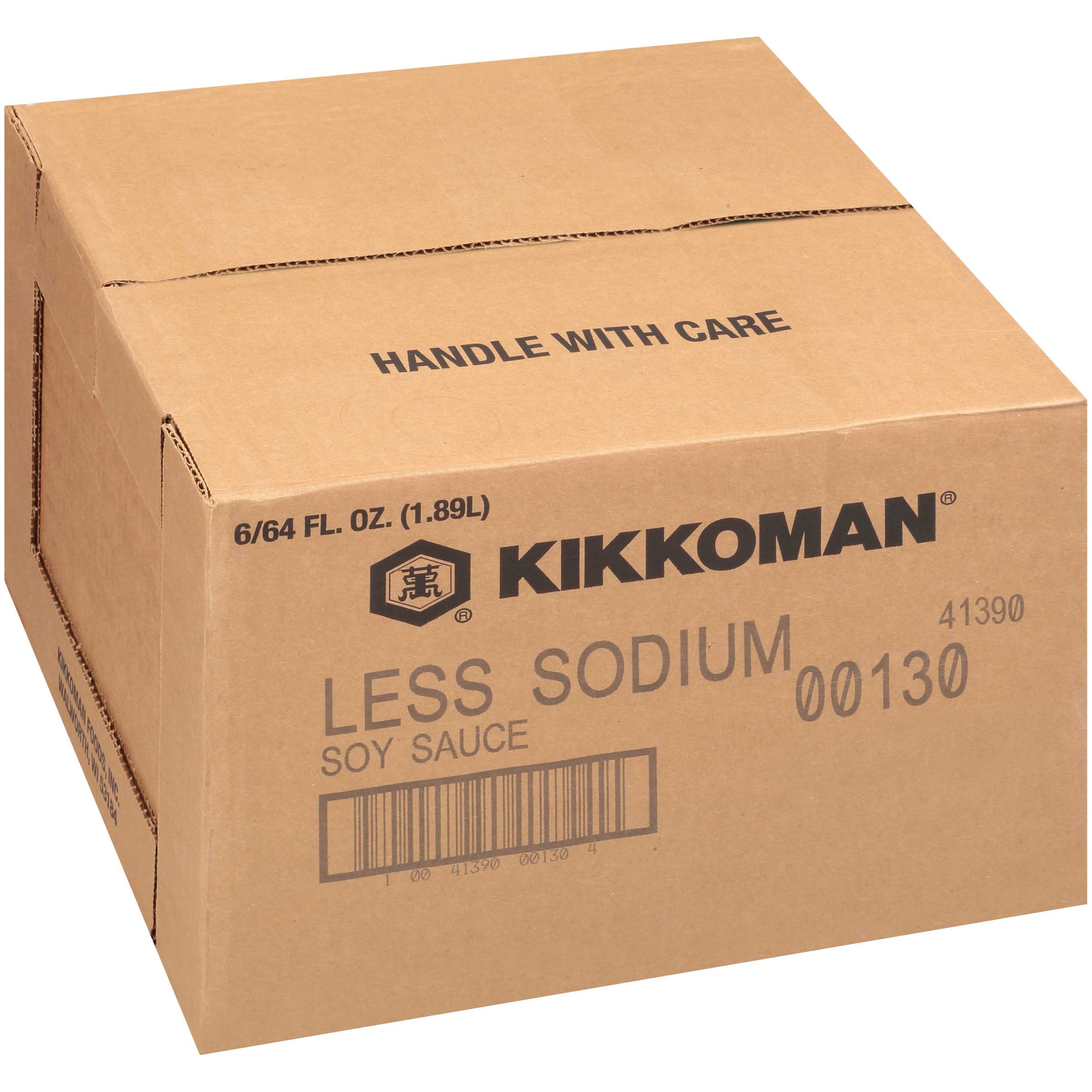 Kikkoman Less Sodium Soy Sauce, 0.5 Gallon -- 6 per case.