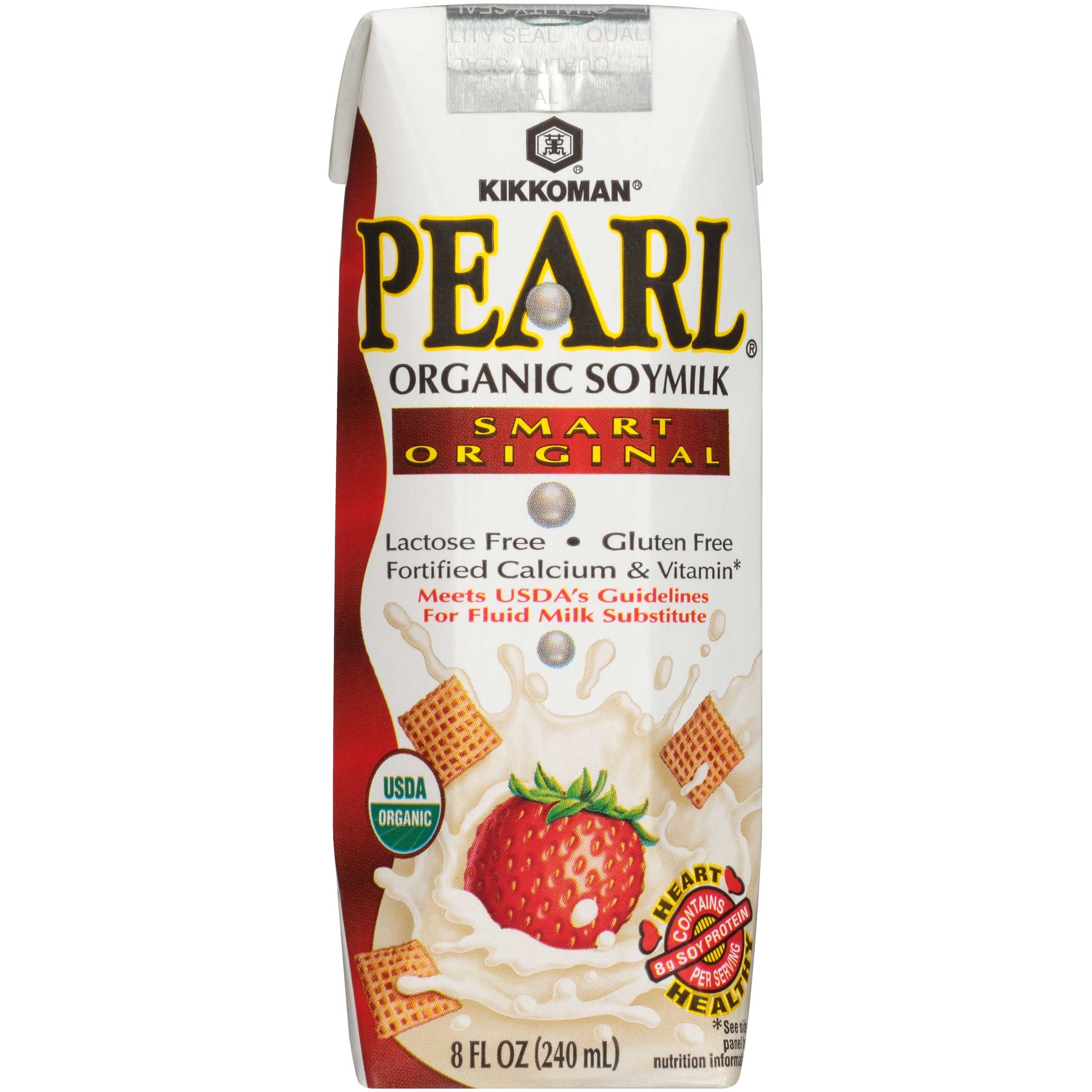 Kikkoman Pearl Organic Smart Original Soymilk, 8 Fluid Ounce -- 24 per case.