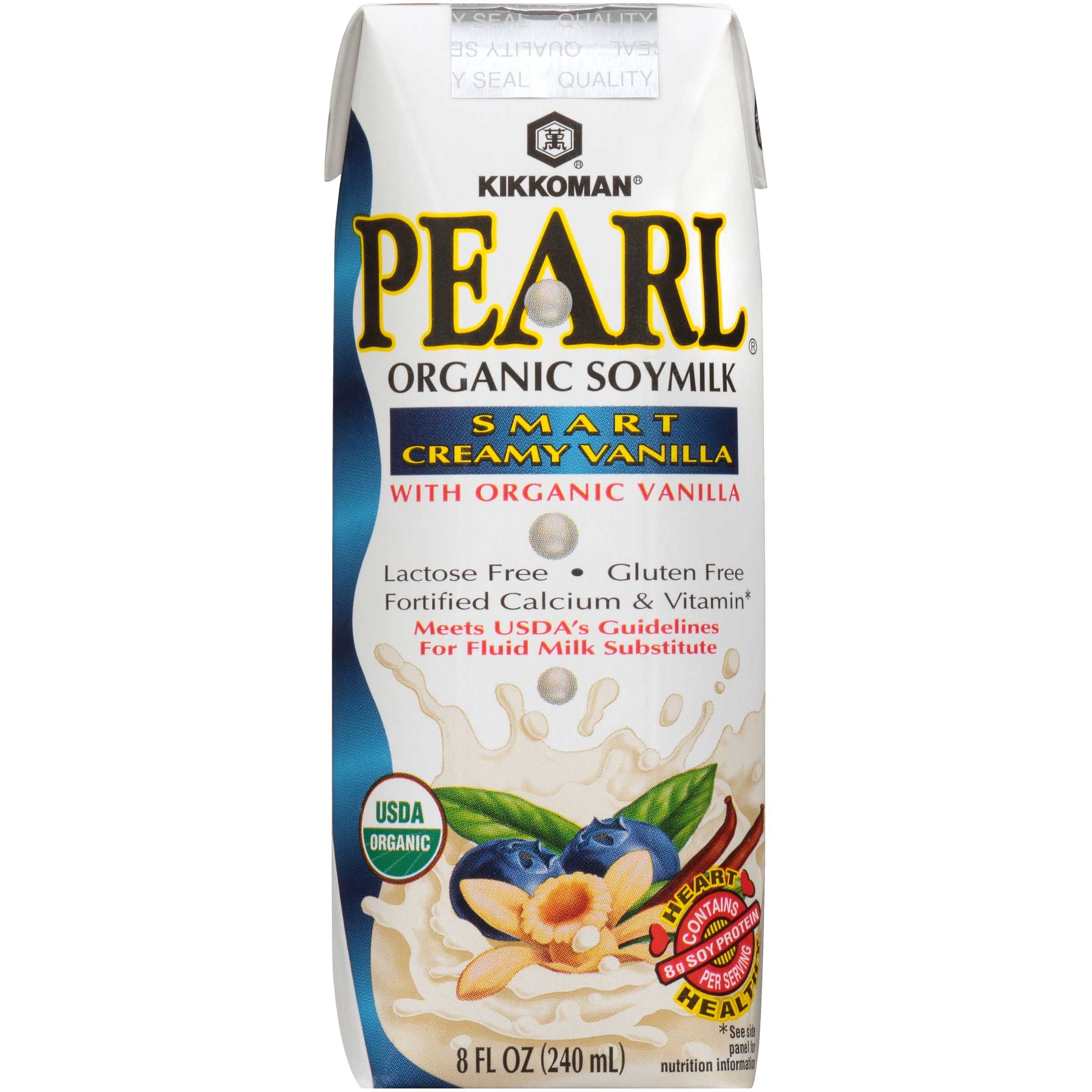 Pearl Organic Smart Creamy Vanilla Soymilk, 8 Fluid Ounce -- 24 per case.