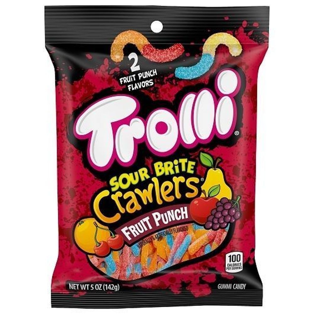 Trolli Sour Brite Crawlers Fruit Punch Gummy Candy, 5 Ounce -- 12 per case