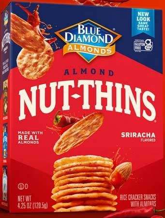 Blue Diamond Sriracha Almond Nut Thins Rice Cracker -- 6 per case
