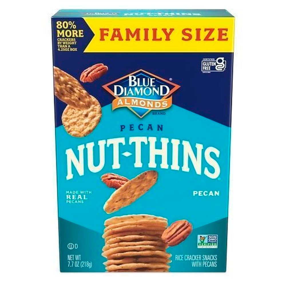 Blue Diamond Pecan Nut-Thins Crackers - Family Size, 7.7 Ounce -- 6 per case