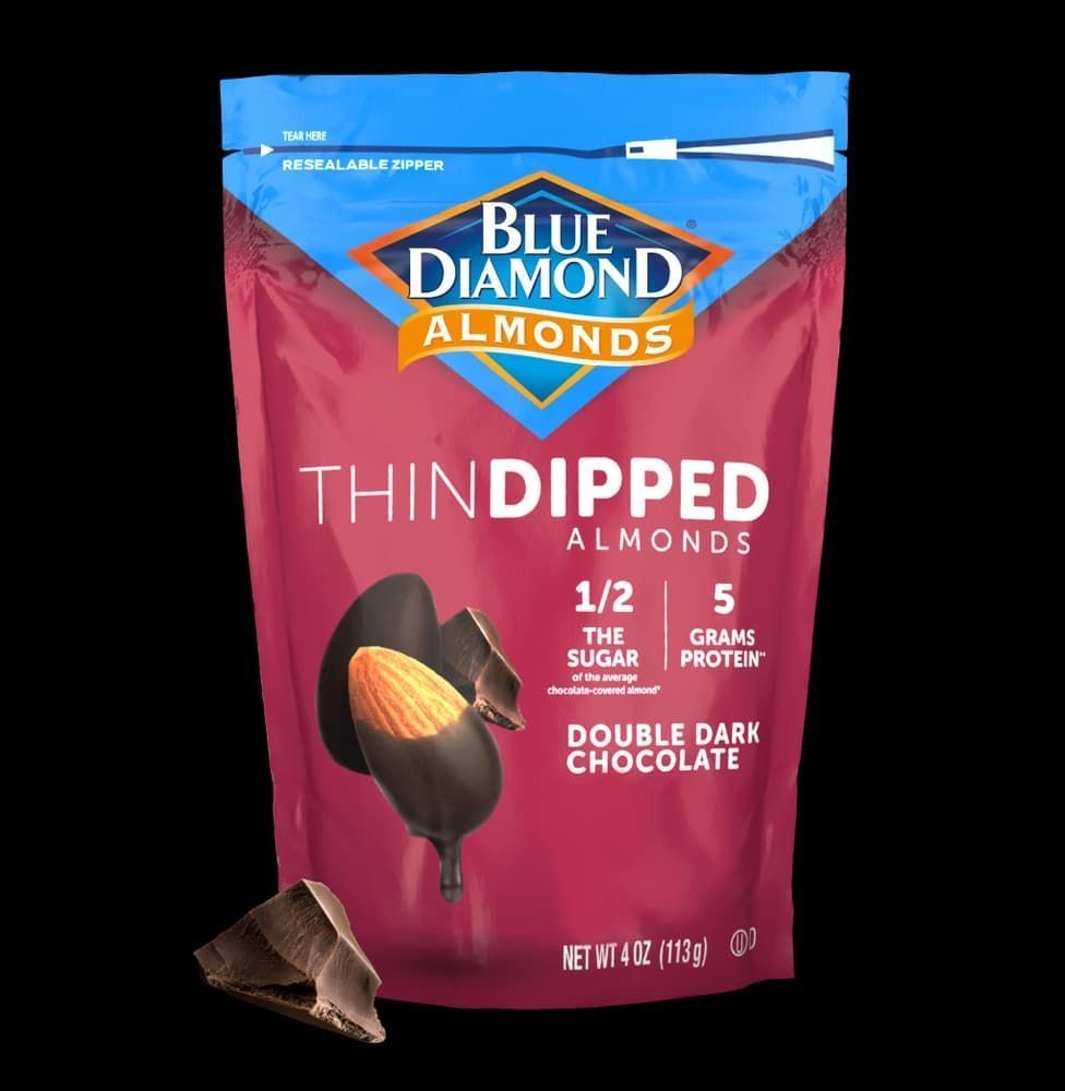 Blue Diamond Thin Dipped Double Dark Chocolate Almonds, 4 Ounce -- 8 per case