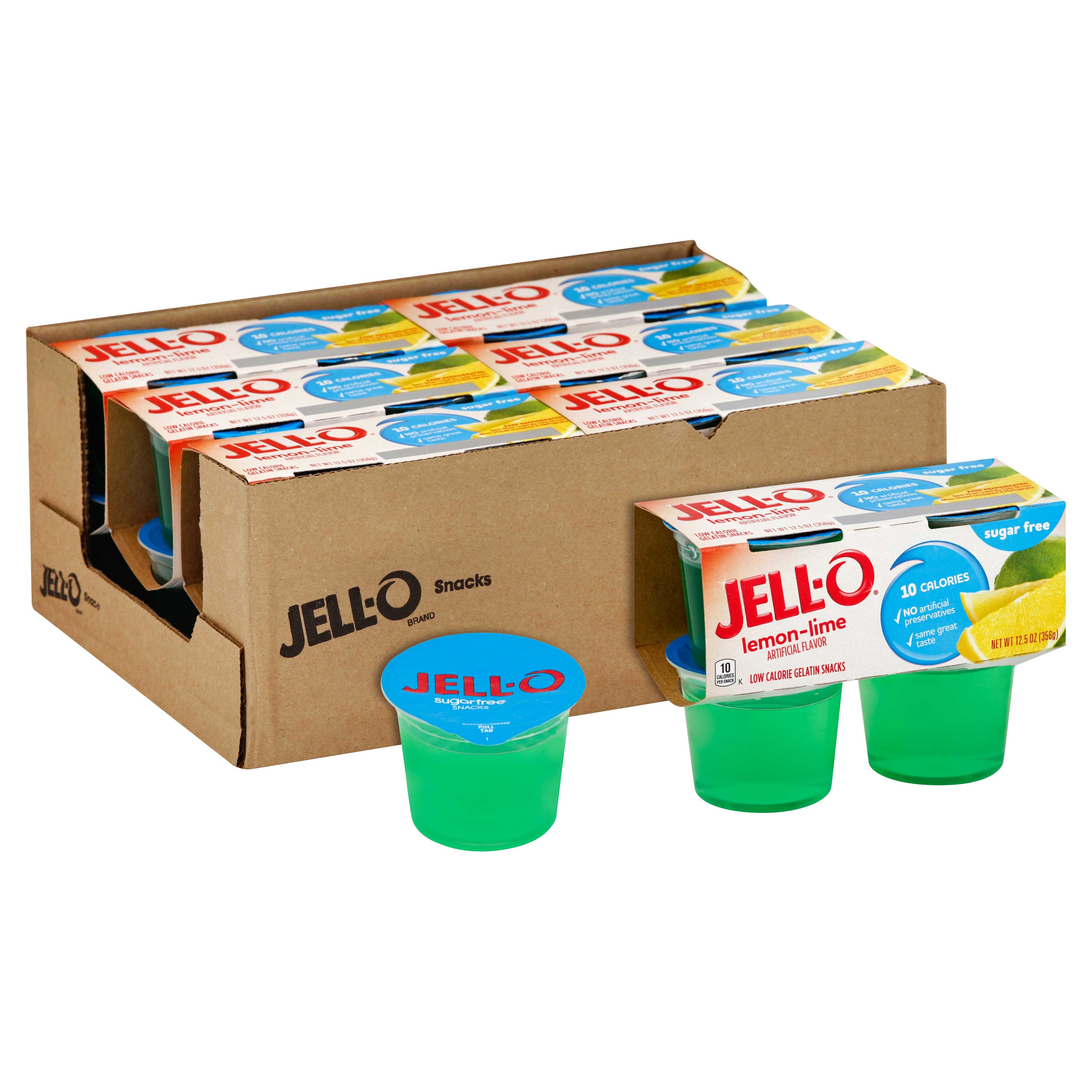 Jello Ready To Eat Lemon Lime Gelatin Snacks, 12.5 Ounce -- 6 per case.
