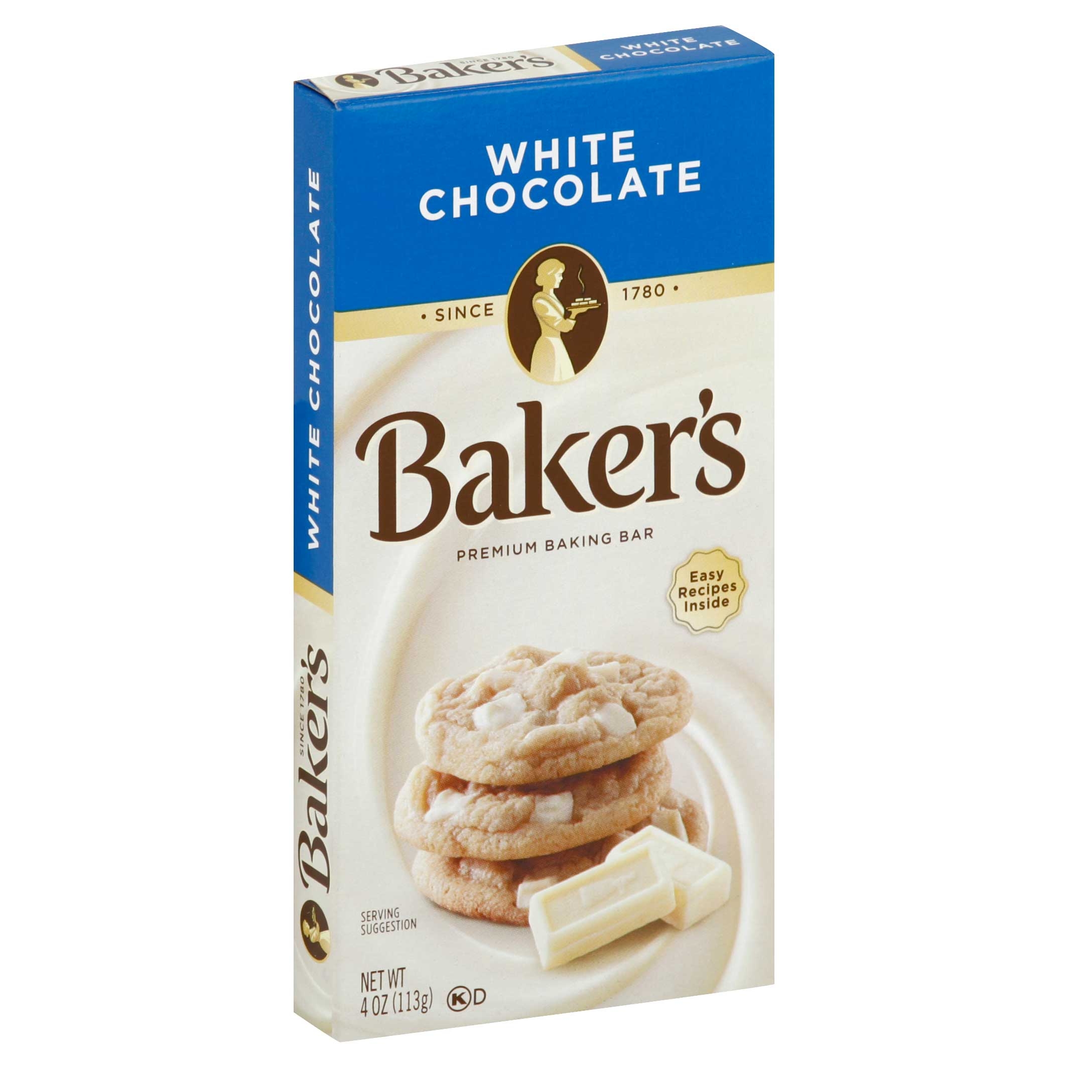 Bakers Premium White Baking Chocolate Bar, 4 Ounce -- 12 per case.