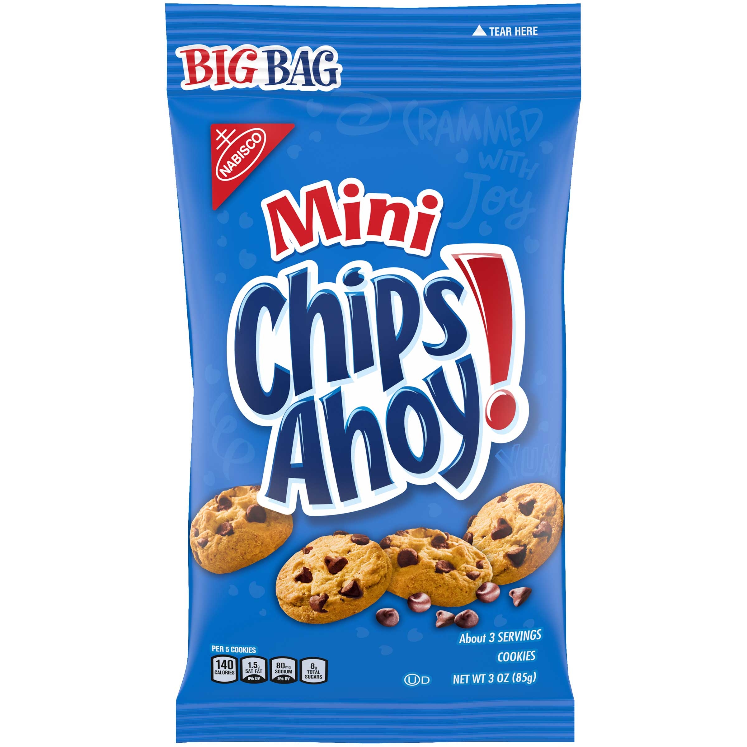 Nabisco Mini Chips Ahoy Chocolate Chip Bite-Size Go-Pack Snack Bag, 3 Ounce -- 12 per case