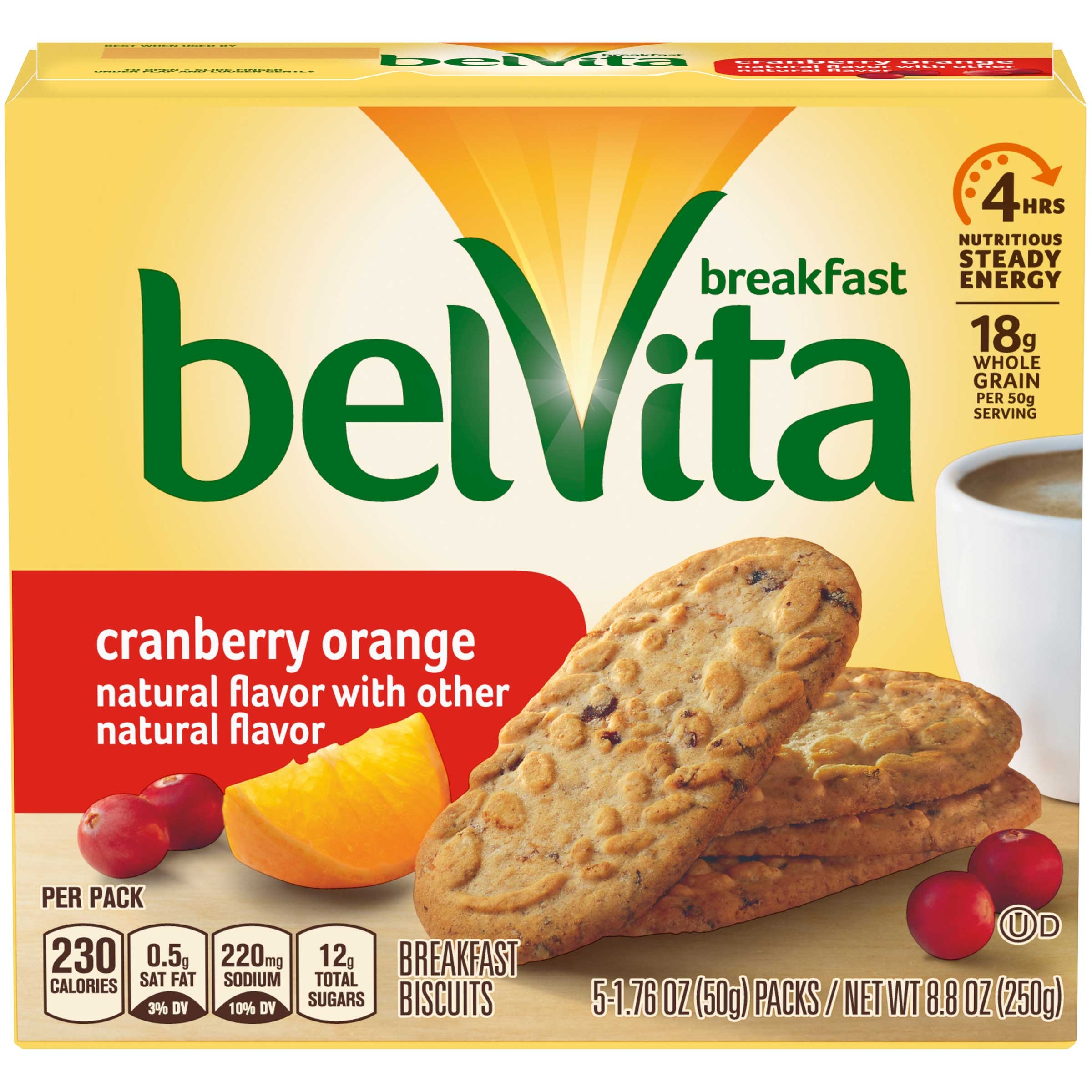 Belvita Cookies Cranberry Orange, 1.76 Ounce - 5 per box -- 6 per case.