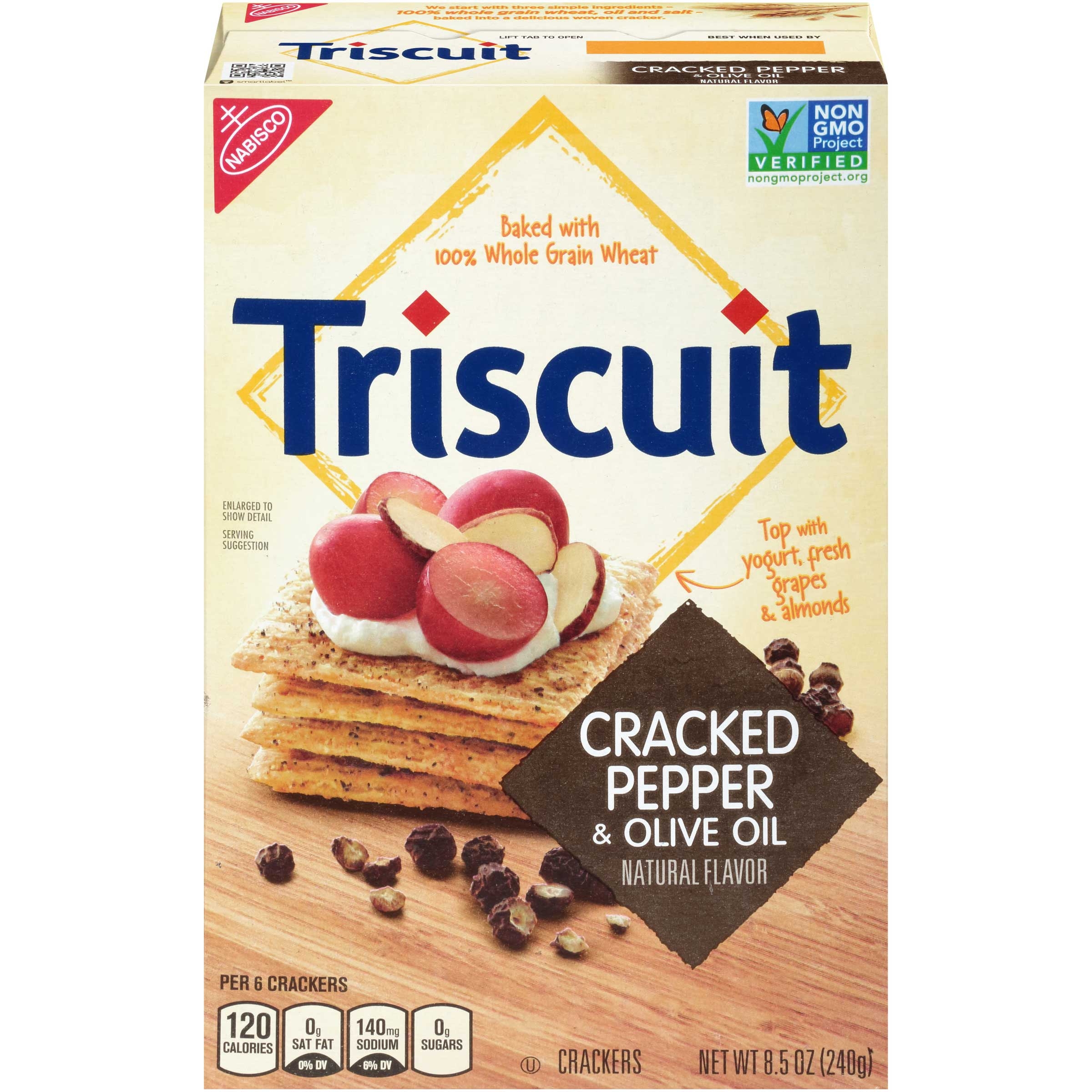 Nabisco Triscuit Cracked Pepper and Olive Oil Crackers, 8.5 Ounce -- 6 per case.
