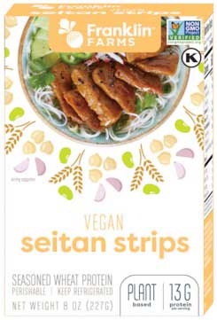 Franklin Farms Seitan Strips, 8 Ounce -- 12 per case.