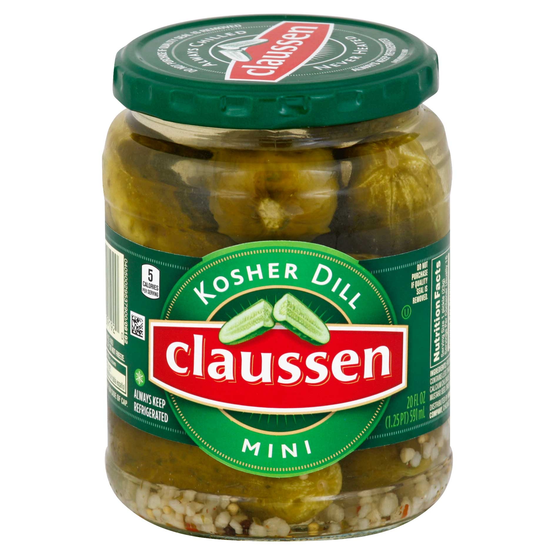 Claussen Kosher Dill Mini Pickles, 20 Ounce -- 12 per case