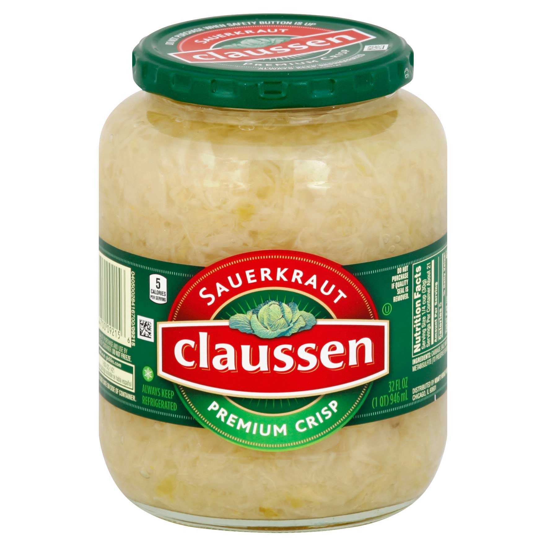 Claussen Premium Crisp Sauerkraut, 32 Fluid Ounce -- 12 per case