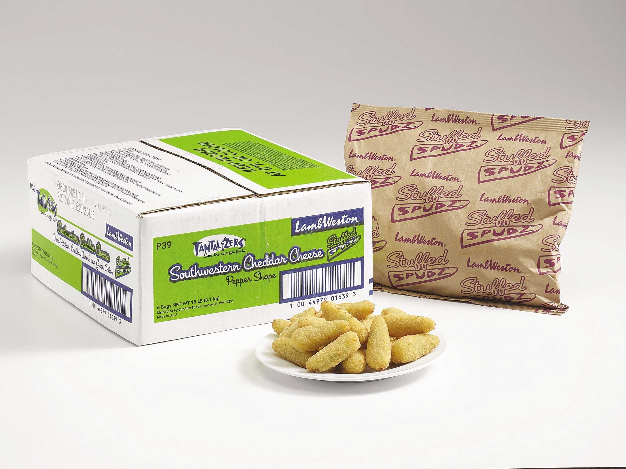 Lamb Weston Southwestern Cheddar Cheese and Jalapenos Stuffed Spudz, 3 pound -- 6 per case