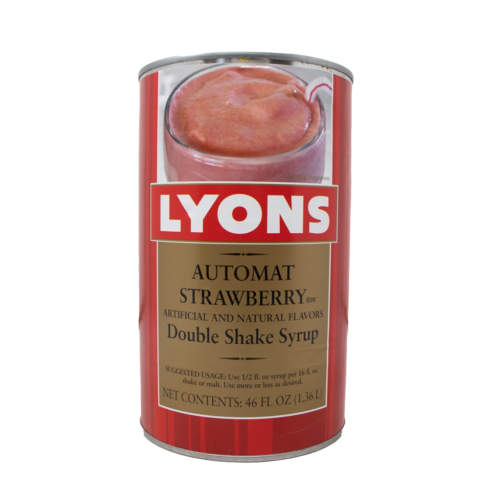 Lyons Automat Strawberry Double Strength Shake Syrup, Number 5 Can -- 6 per case