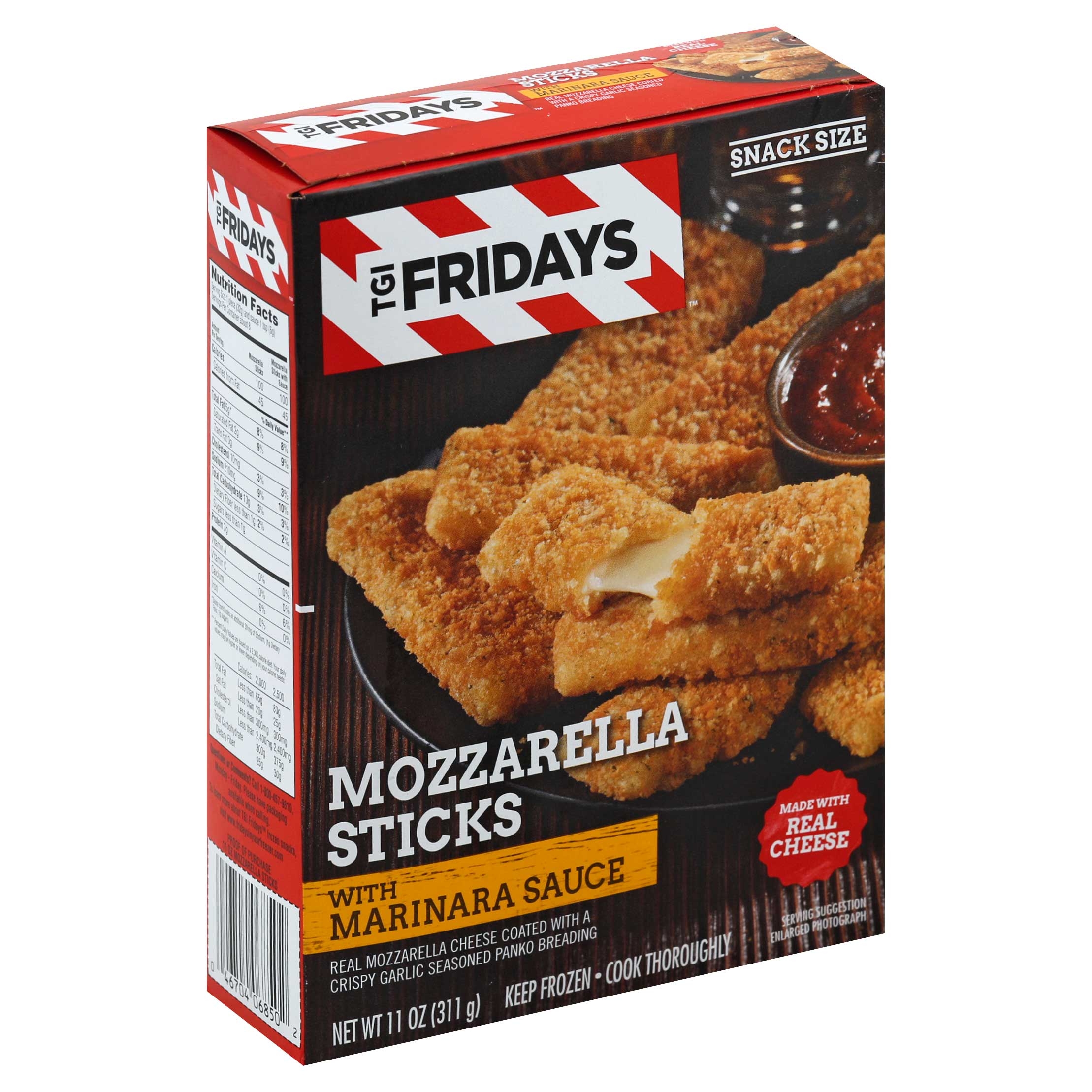 Tgi Fridays Mozzarella Sticks with Marinara Sauce Appetizer, 11 Ounce -- 8 per case.