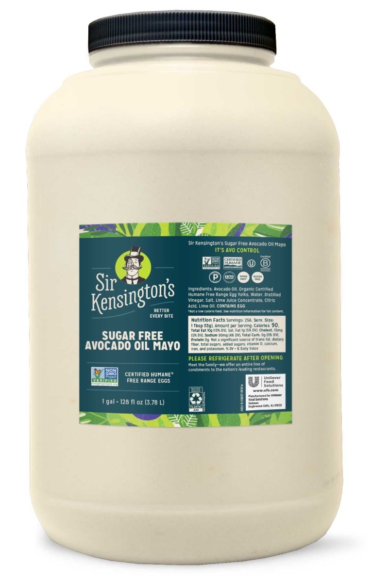Sir Kensington's Sugar Free Avocado Mayonnaise, 1 Gallon -- 4 per case
