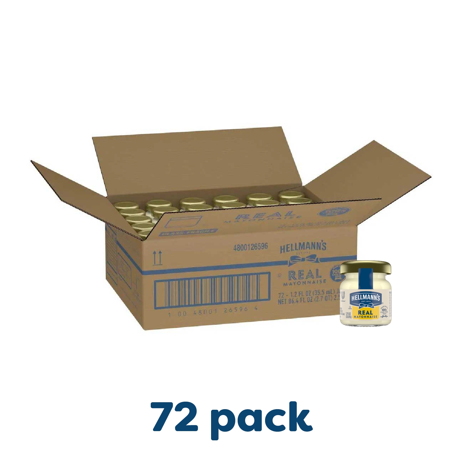 Hellmanns Real Mayonnaise Mini Jars, 1.2 ounce -- 72 per case