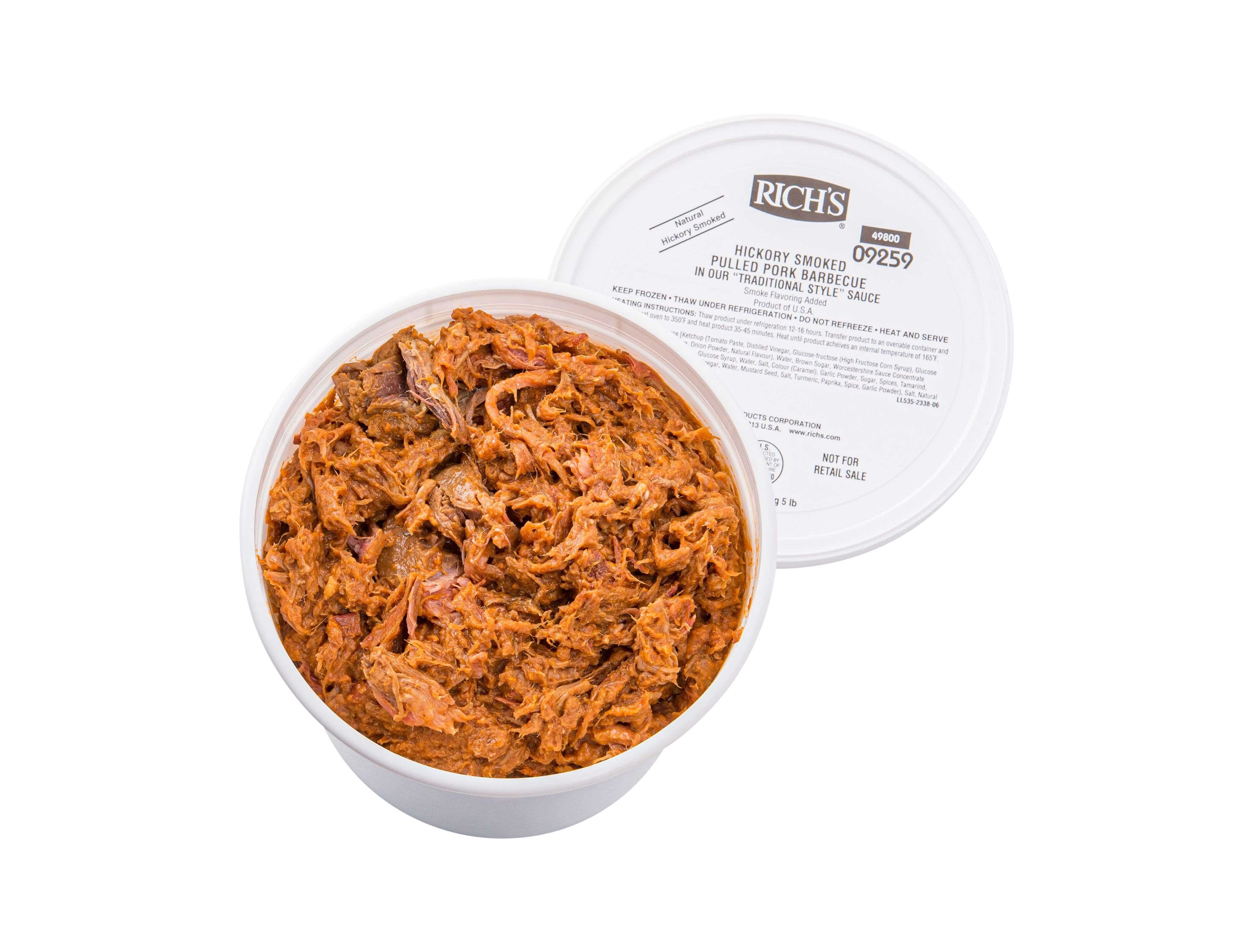Rich Products Smokehouse Traditional Style Pulled Pork BBQ, 5 Pound -- 4 per case.