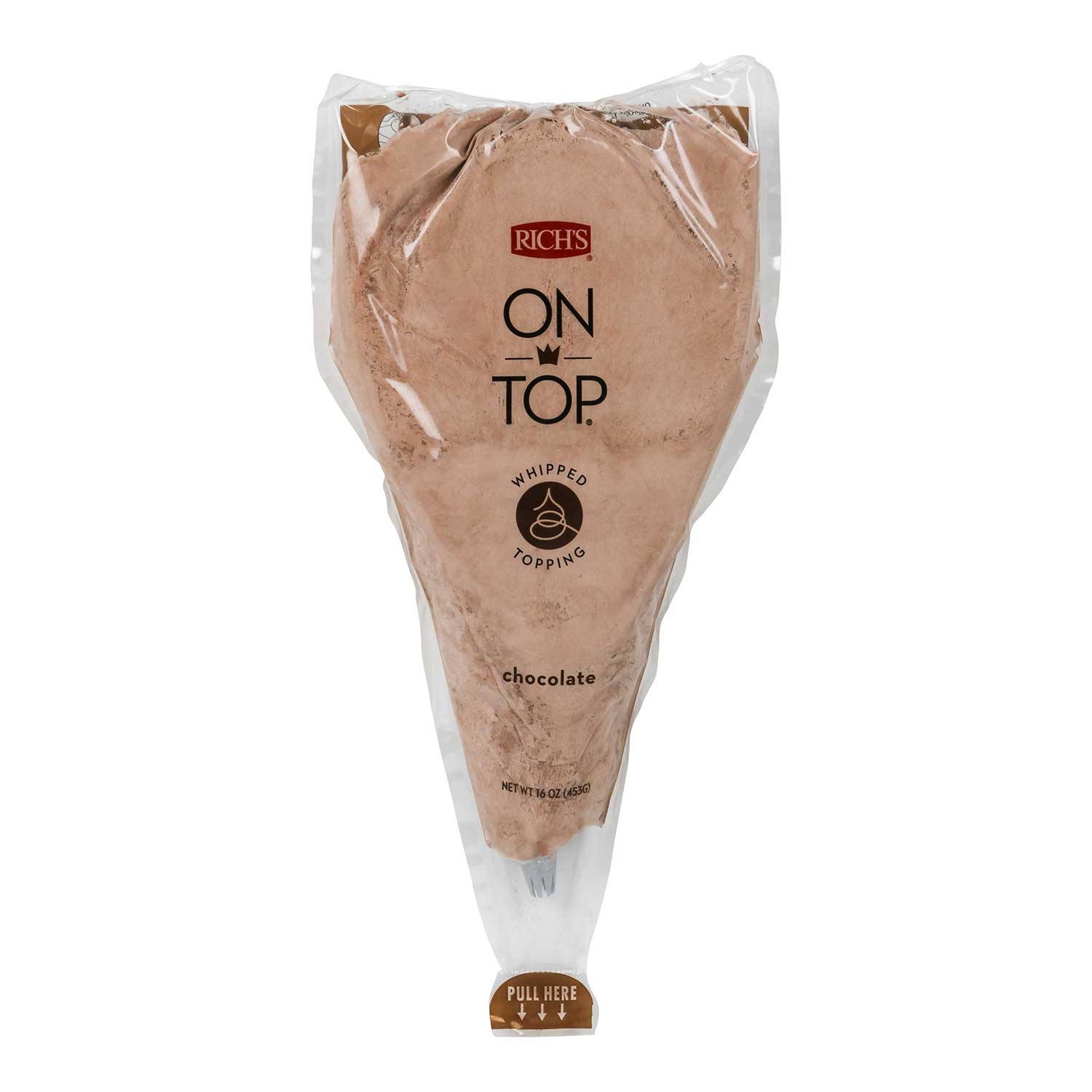On Top Chocolate Whipped Topping, 16 Ounce -- 6 per case.