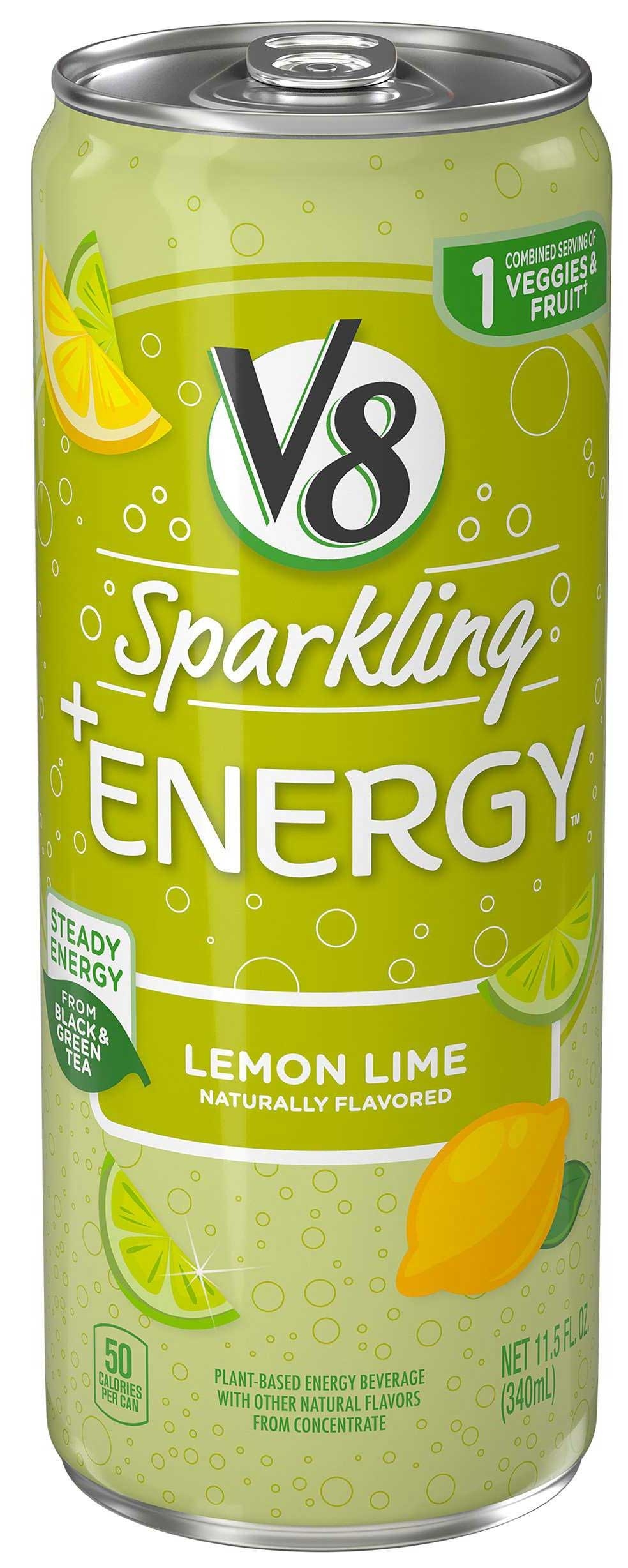 V8 Sparkling Lemon Lime Energy Drink, 11.5 Fluid Ounce -- 12 per case