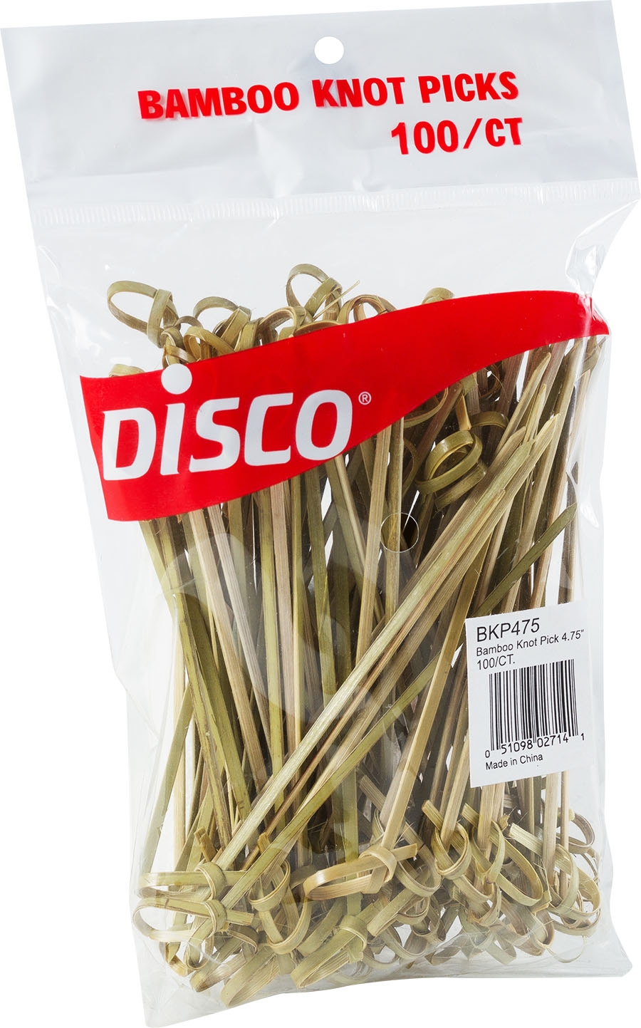 Disco Knot Pick Bamboo Skewer, 4.75 inch - 100 per pack -- 10 packs per case.