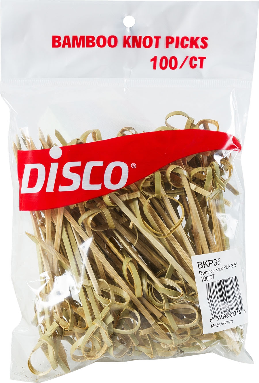 Disco Knot Pick Bamboo Skewer, 3.5 inch - 100 per pack -- 10 packs per case.