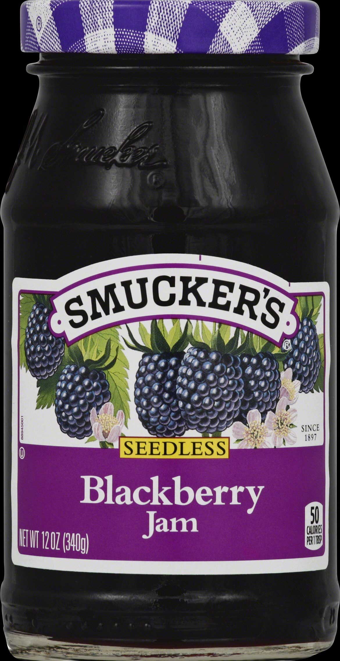 Smuckers Seedless Blackberry Jam, 12 Ounce -- 12 per case.