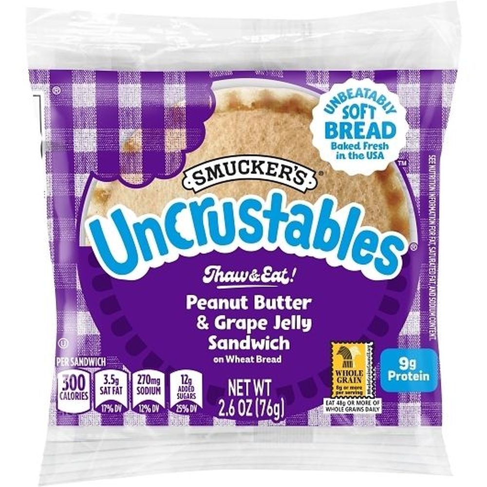 Uncrustables Peanut Butter and Grape Jelly Wheat Bread Sandwich, 2.6 Ounce -- 72 per case