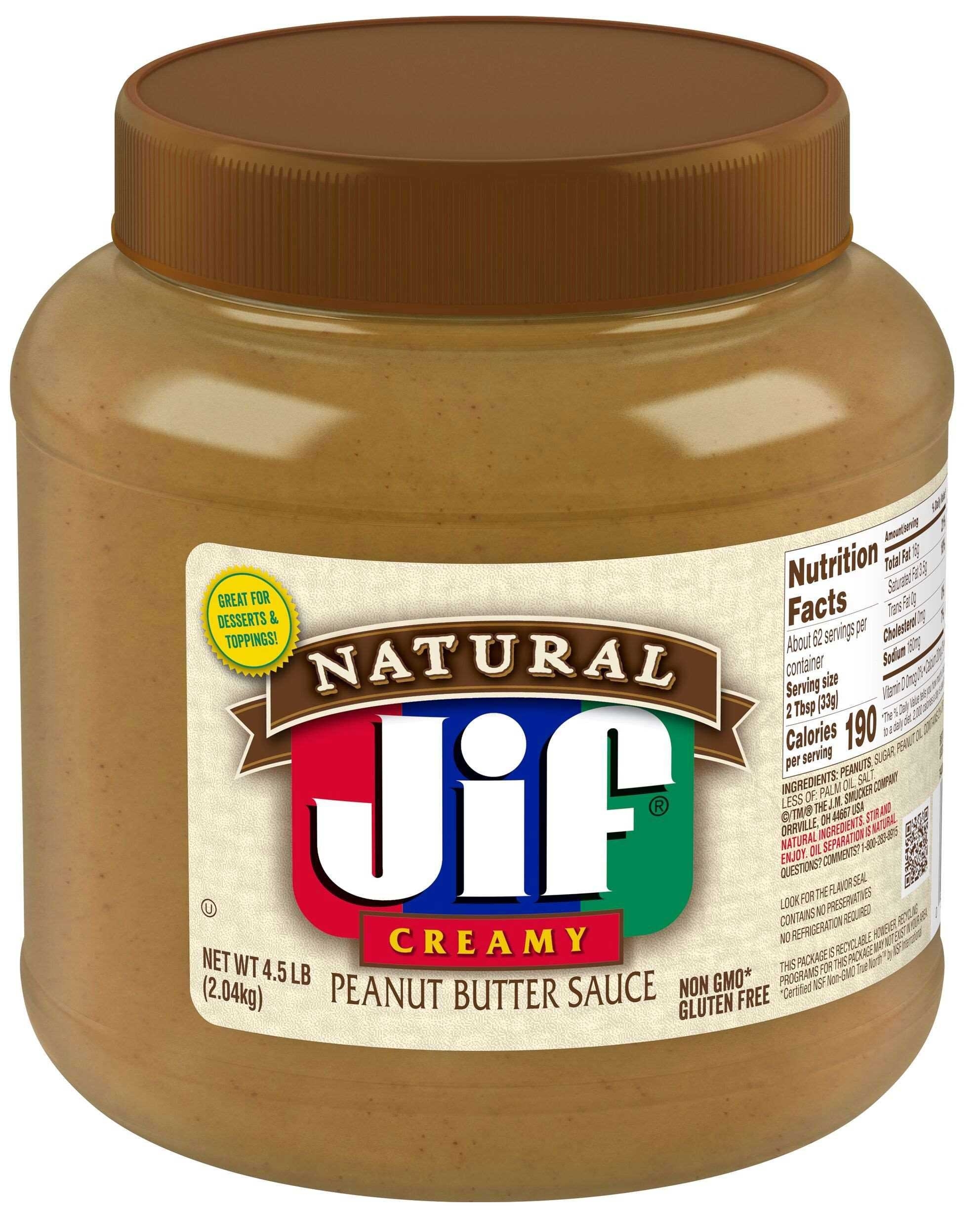 Jif Natural Peanut Butter Sauce, 4.5 Pound -- 6 per case
