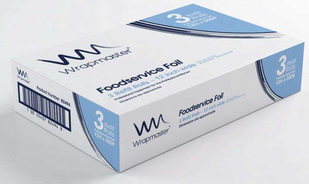 Cofresco Wrapmaster Foodservice Aluminum Foil Refill Roll, 12 inch x 500 feet -- 3 per case