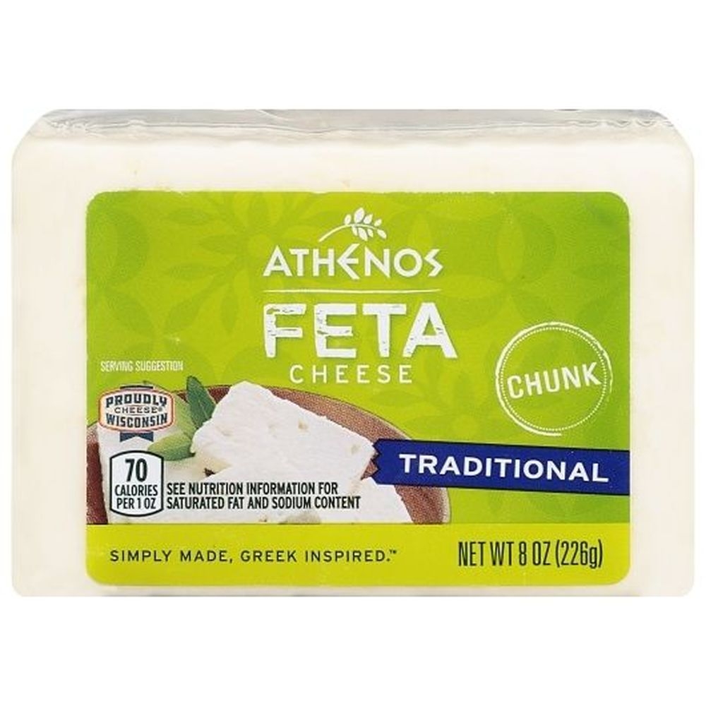 Athenos Traditional Chunk Feta Cheese, 8 Ounce -- 12 per case