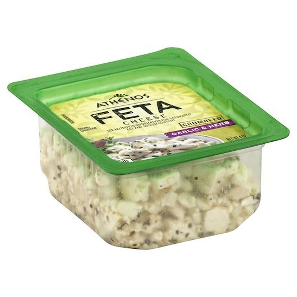 Athenos Crumbled Garlic and Herb Feta Cheese, 4 Ounce -- 12 per case