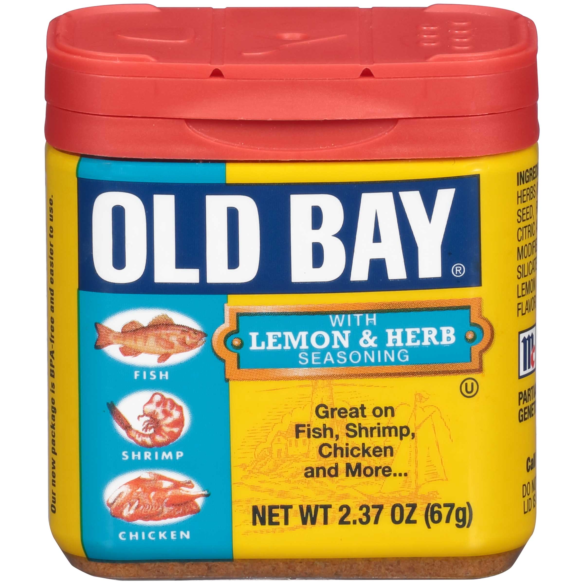 Old Bay Lemon and Herb Seasoning, 2.37 Ounce -- 12 per case.