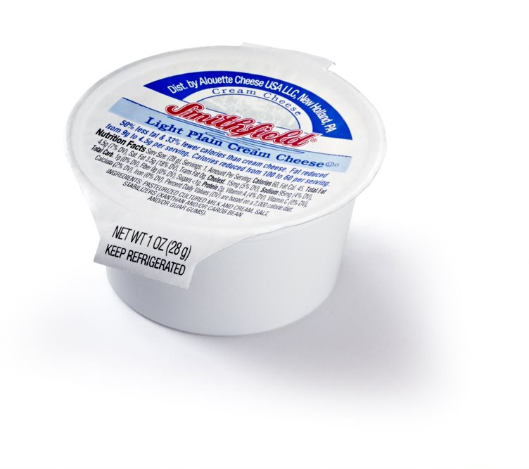 Smithfield Light Plain Cream Cheese, 1 Ounce -- 100 per case.