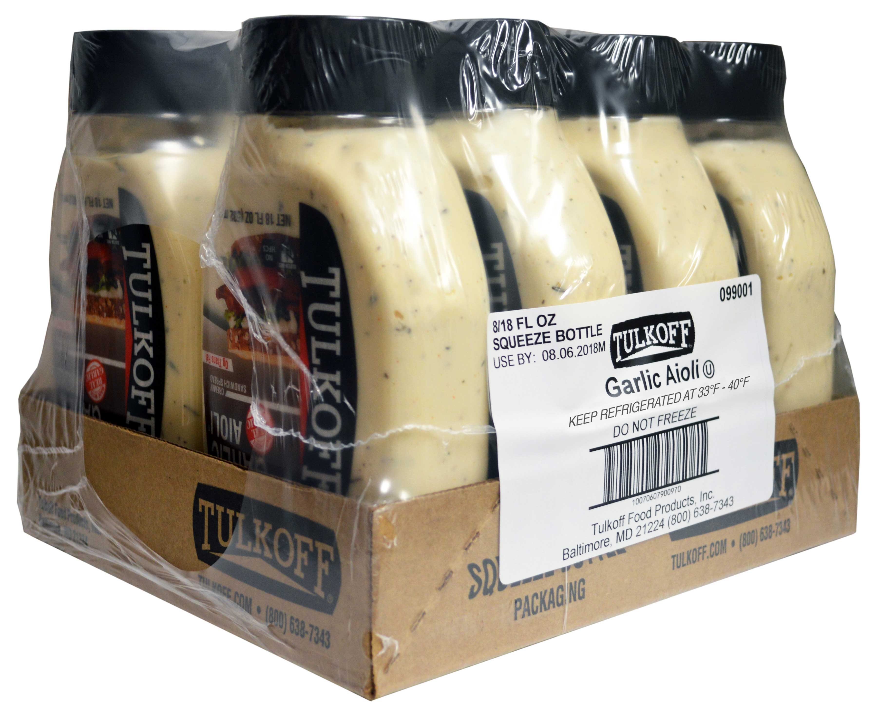 Tulkoff Garlic Aioli Creamy Sandwich Spread, 18 Ounce -- 8 per case.